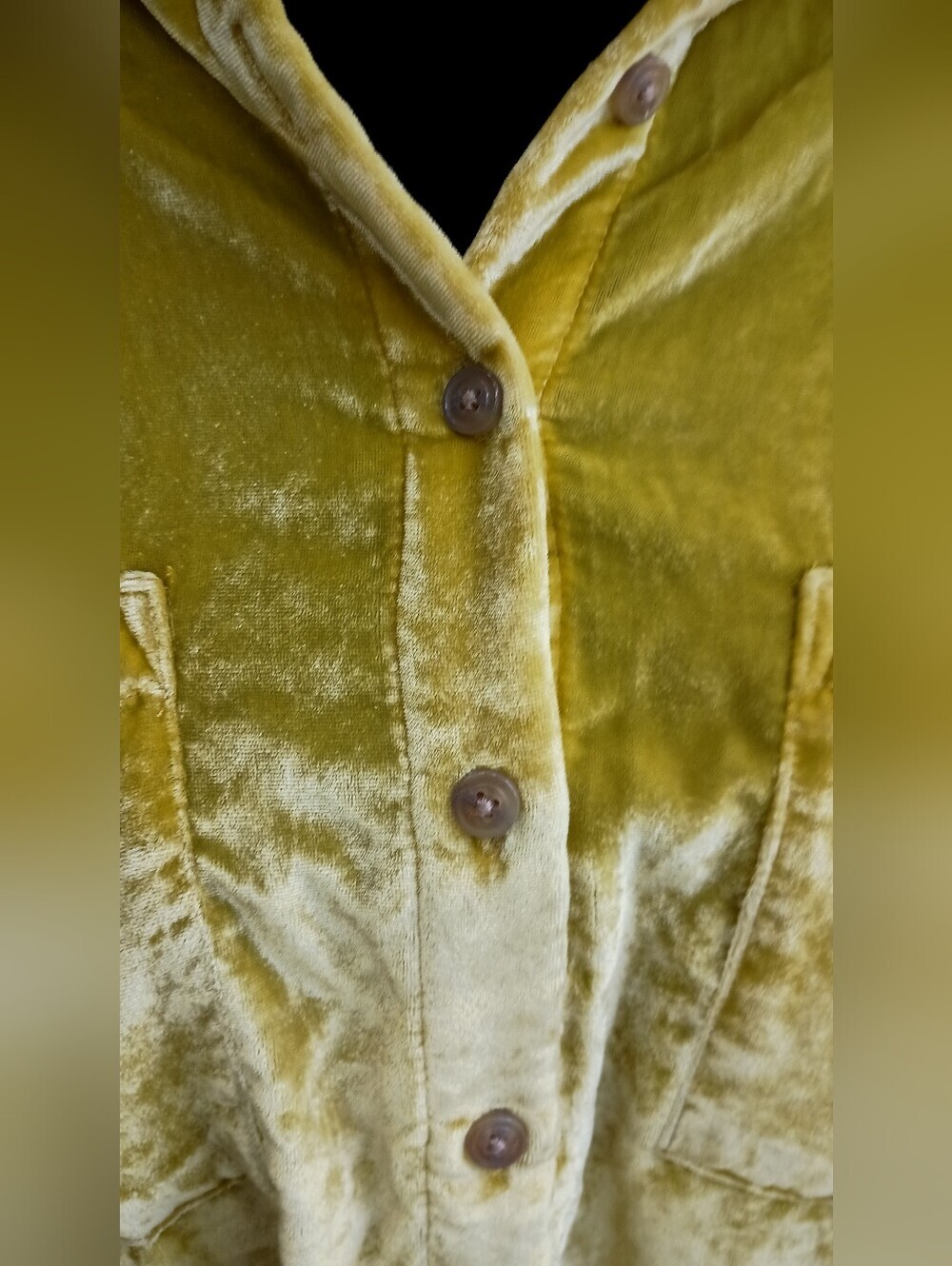 Pilcro Anthropologie Velvet Button Down Shirt in Mustard Yellow_12 - Picture 3 of 8